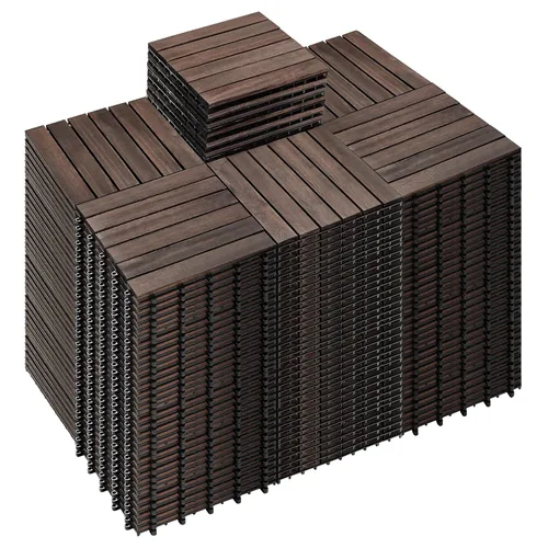 Vista 35 de PrimeZone - 9 azulejos entrelazados de madera de acacia sólida para terraza, patio, 12 x 12 pulgadas, impermeables, para interiores y exteriores