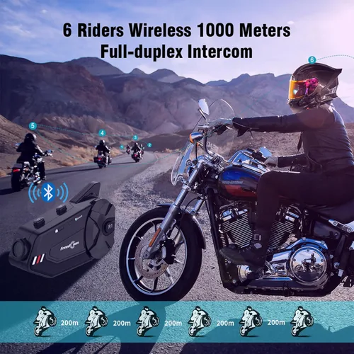 Vista 4 de FreedConn R1 Plus Auriculares de Casco de Motocicleta con Bluetooth y Grabador de Cámara, Sistemas de Comunicación de Motocicleta, WiFi 1080P