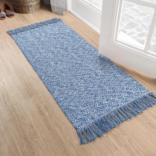 Vista 76 de Collive Alfombra de Baño Negra, 2' x 3' Tejida a Mano Lavable Alfombras Pequeñas de Cocina, Alfombra de Entrada Reversible de Algodón Alfombra