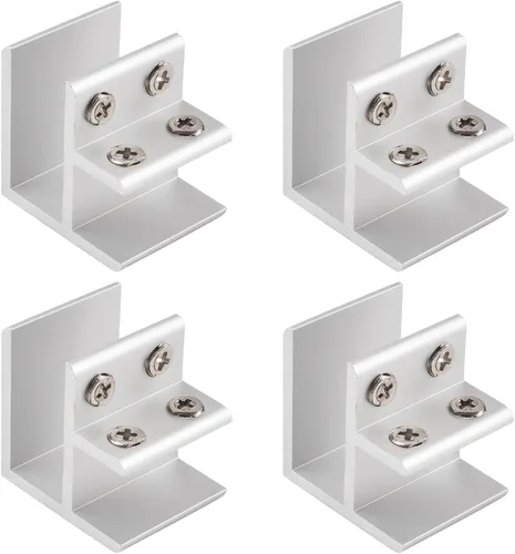 Vista 20 de INCREWAY Abrazadera de vidrio, paquete de 4 soportes ajustables de aleación de aluminio de doble cara para estante de vidrio, soporte de abrazadera