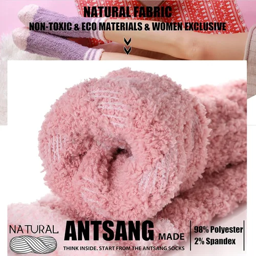 Vista 2 de ANTSANG Womens Fuzzy Socks Slipper Winter Fluffy Comfy Cozy Socks Cabin Warm Home Socks