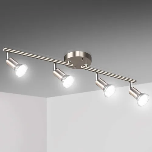 Vista 8 de Kit de iluminación LED de pista Unicozin, iluminación de techo de 8 direcciones con acabado de níquel mate, cabezal de luz flexible giratorio, luz