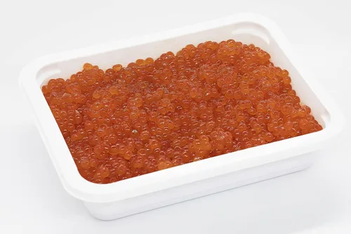 Vista 4 de Caviar Bazar Caviar de salmón de XIP- Huevas de salmón Chum. Keta Premium Ikura (azul). Bandeja de 1 kg (35.3 oz)