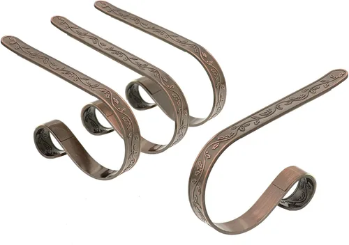 Vista 13 de Haute Decor The Original MantleClip - Paquete de 4 (bronce cepillado al óleo) - Cuelgue calcetines navideños de manera segura y protegida