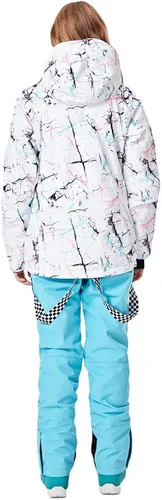Vista 3 de GS SNOWING Conjunto de chaquetas y pantalones de esquí para mujer resistente al viento impermeable aislado para invierno cálido snowboard nieve