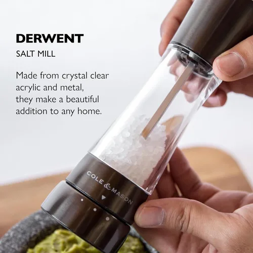 Vista 2 de Molinillo de pimienta Cole & Mason Derwent con precisión gourmet, Molino de sal, Gunmetal, Gris plomizo