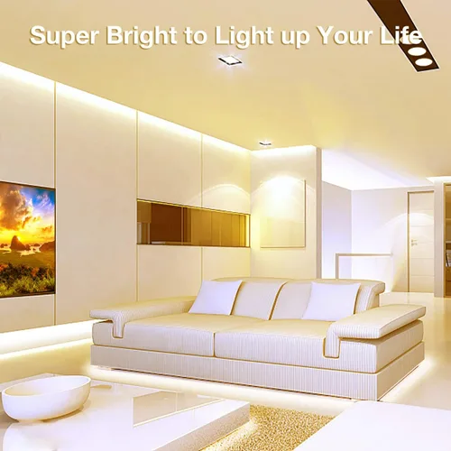 Vista 2 de DAYBETTER Tira de LED COB, 5 m de tira de luces LED blancas cálidas, tira de luz LED regulable 3000K, 24V, 1600LEDs, luces LED flexibles 2835