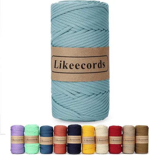 Vista 50 de Likeecords Cordón de macramé trenzado de poliéster de 0.157 in, 140 yardas, 426 pies, hilo elástico para bolsa de ganchillo para manualidades