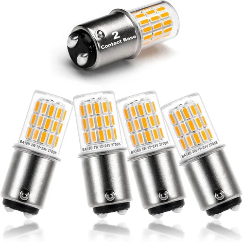 Ziomitus BA15D - Bombillas LED de 12 Voltios para Interior de RV Caravana, 1076 1142 1176 S8 3W 2700K Blanco Cálido, Base Bayoneta DC de Doble