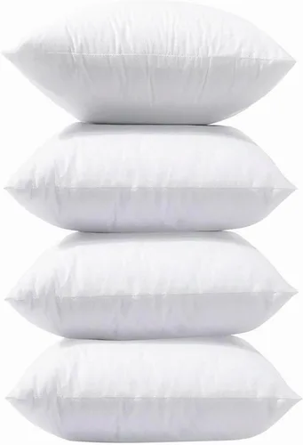 LANE LINEN Paquete de 4 almohadas blancas de 18 x 18 pulgadas para fundas de almohada decorativas, almohadas de sofá para sala de estar, almohadas