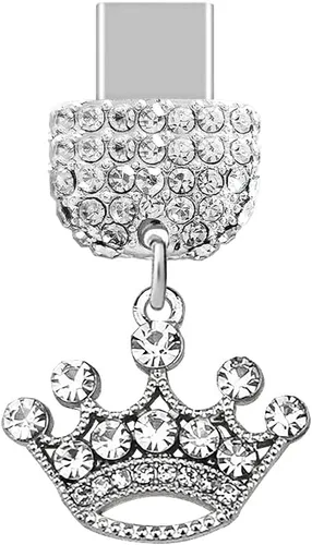 ELISE & FONDA TP237 Tipo-C Puerto de carga Cristal Anti Polvo Plug Little Queen Crown Teléfono Celular Charm para Samsung/OnePlus/Xiaomi/oppo