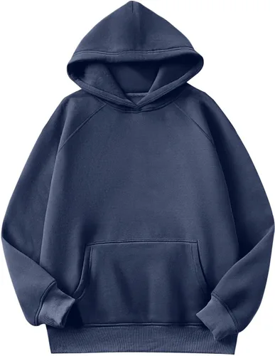 Caracilia Sudaderas con capucha de gran tamaño para mujer, de forro polar, manga larga, con bolsillos, ropa de moda para otoño 2024
