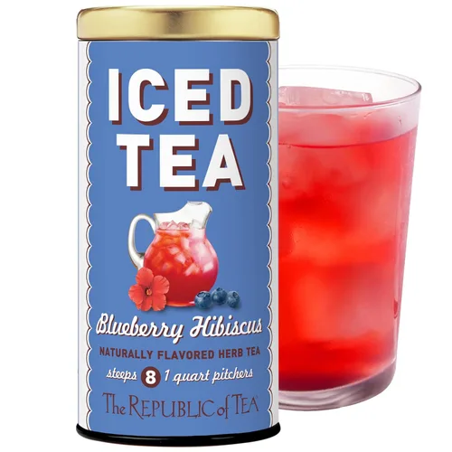 The Republic of Tea - Té helado de hibisco de arándanos, 8 bolsas de té, té de hierbas, sin cafeína