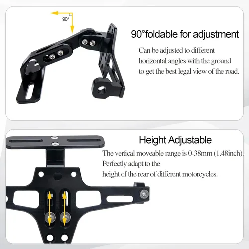 Vista 3 de Soporte universal para placa de matrícula de motocicleta, kit eliminador de guardabarros para cola compatible con Suzuki Yamaha, Kawasaki, Ducati