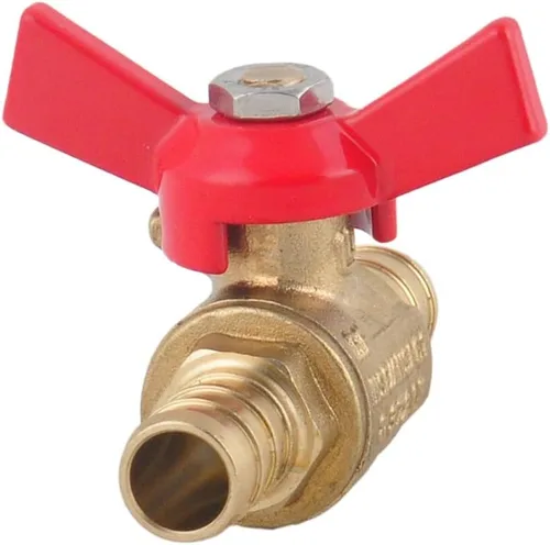 Vista 4 de Cierre de agua de puerto completo, válvula de bola de latón PEX de 1/2 pulgada, mango de 1/4 de giro, válvula de agua PEX con certificado