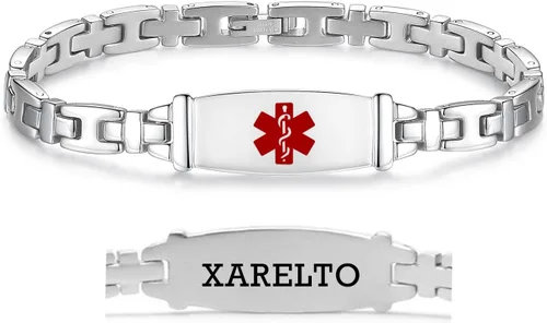 Vista 77 de LinnaLove Lady Medical Alert - Pulseras médicas de acero inoxidable para mujer, 7.5 pulgadas