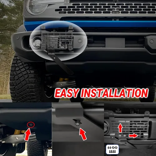 Vista 6 de 2021-2024 Bronco Portamatrículas, Montaje de Marco Frontal para Parachoques de Acero Capaz - Compatible con Accesorios Bronco 2024-2021 6ª