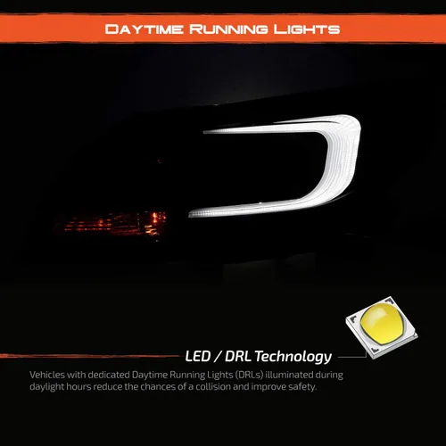 Vista 4 de AKKON - Para 2013-2015 Chevy Malibu C-Bar LED DRL izquierda y derecha proyector vivienda faros - Negro