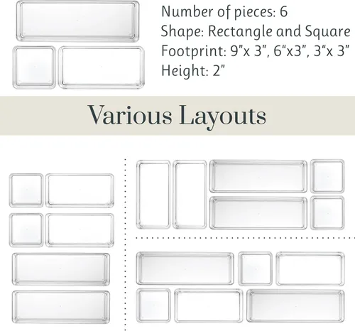 Vista 5 de Organizadores de plástico transparente para maquillaje, conjunto de 6