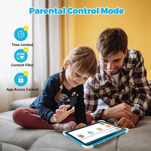 Vista 5 de Tablet para niños de 10 pulgadas, tableta para niños Android 14, 3 GB + 64 GB, CPU de 8 núcleos, WiFi 2.45G WiFi 6, vida útil de batería de 12H