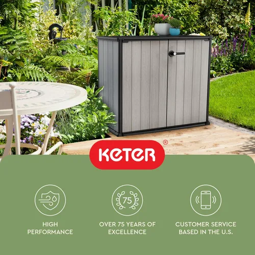 Vista 14 de Keter Patio Store - Cobertizo de almacenamiento para exteriores de resina, mide 4.6 x 2.5 pies, con paredes pintables y perforables