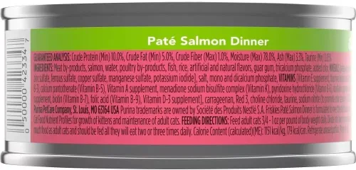Vista 3 de Friskies Purina Salmon Dinner Pate - Comida húmeda para gatos, 5.5 onzas (paquete de 12)
