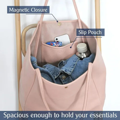 Vista 37 de HOXIS Bolso de mano de cuero PU de gran tamaño para mujer, bolso de fin de semana, bolso de viaje