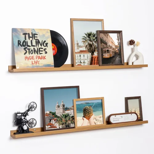 Vista 13 de Fun Memories Floating Picture Ledge Shelves, Wall Mounted Wood Storage Shelf for Bedroom, Living Room, Bathroom, Kitchen, Nursery, Display Picture
