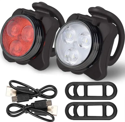 2 unids USB recargable bicicleta luz, impermeable Super Bike luces para montar de noche 4 opciones de modo de luz bicicleta de montaña faro LED