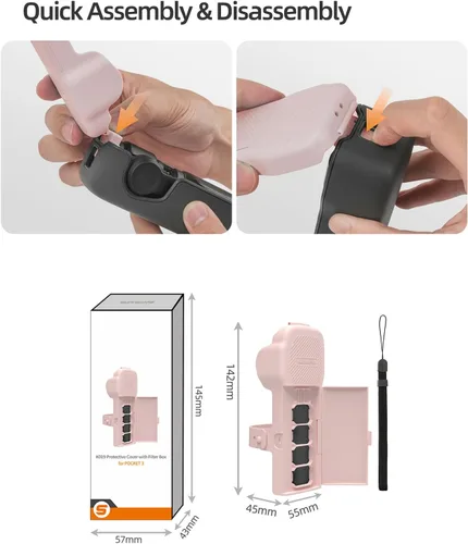 Vista 9 de Funda protectora para DJI Osmo Pocket 3, 5 ranuras SD Card CPL/ND filtro de almacenamiento, funciona con la cubierta original, cardán y protector