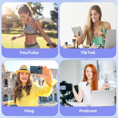 Vista 6 de Micrófono inalámbrico para iPhone, Android amplia compatibilidad con reducción de ruido, micrófono de solapa de sonido claro para podcast, grabación