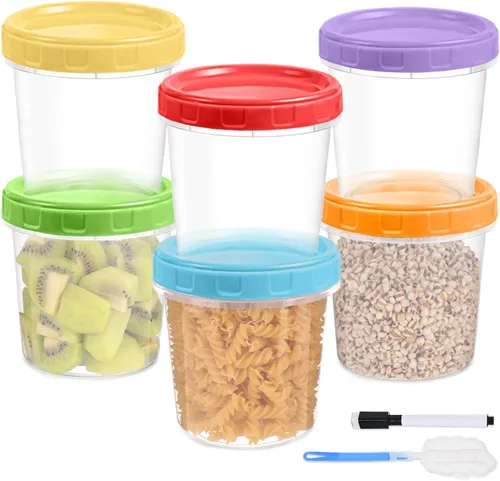 Vista 9 de Yomarket Envases de plástico con tapas de 10 oz, paquete de 12 unidades, pequeños contenedores apilables para congelador, reutilizables