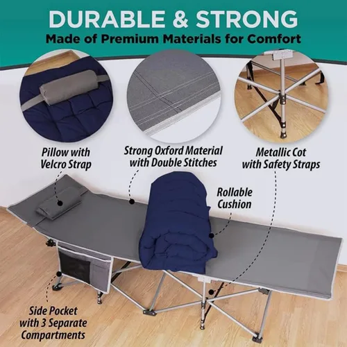 Vista 5 de Zone Tech - Cubrecolchón para catre de camping de alta calidad, cómodo y grueso, de algodón, ligero, impermeable, para adultos y niños