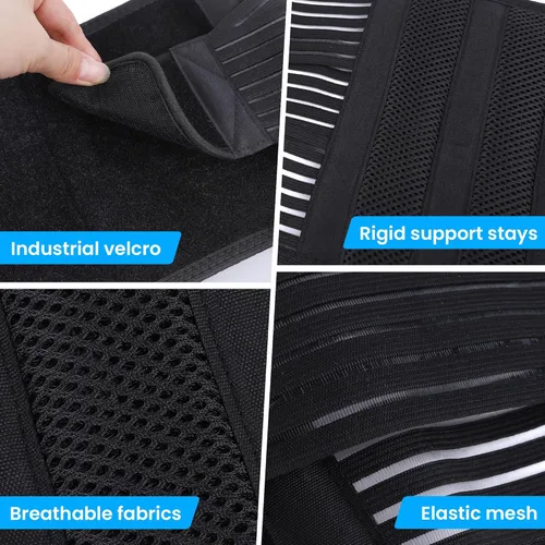 Vista 7 de Soporte de espalda para aliviar el dolor de espalda baja - Cinturón de soporte lumbar para hombres y mujeres, soporte ergonómico 8X con soportes