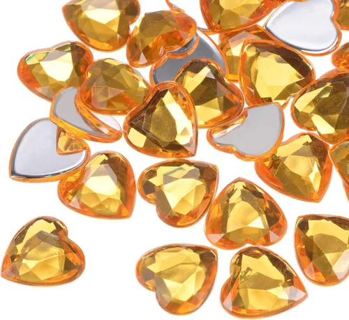 Vista 17 de MECCANIXITY 40 piezas de cuentas de acrílico con forma de corazón, 12 mm, con parte trasera plana, gemas de plástico para joyería, pegatinas