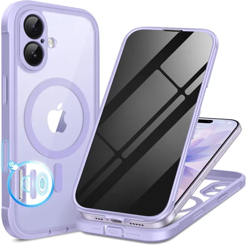 Vista 12 de BERFY Funda para iPhone 17, compatible con MagSafe, protector de pantalla de privacidad integrado y protección de cámara, antiespía de cuerpo