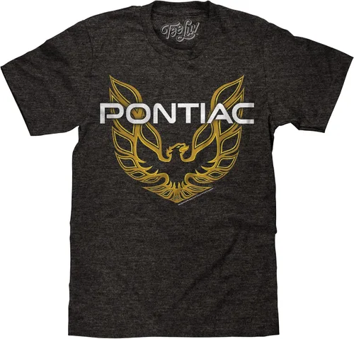 Tee Luv Camisa Pontiac Firebird para hombre - Camisa vintage con logotipo de coche Pontiac Gris Carbón jaspeado