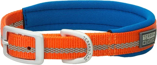 Collar para mascotas con forro de neopreno reflectante, negro, 3/4 pulgadas x 17 pulgadas, de Terrain D.O.G. Naranja