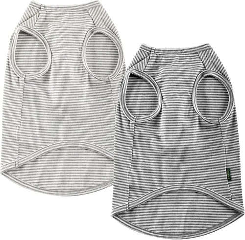 Vista 9 de Camisas Rosa Blancas para Perro, Camiseta de Algodón Suave en Blanco para Perro Chico y Perro Grande, Ropa Simple para Bulldog Grande, L Rosa Blanca