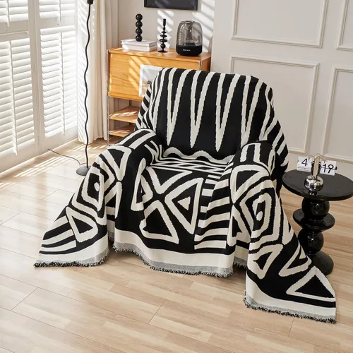 Vista 63 de VClife - Funda para sofá de 2 plazas o modular, de felpilla, lavable, apta para mascotas y perros, protectora, con borlas, azul, 71 x 118 pulgadas