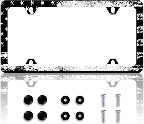 Vista 20 de Aloha - Marco de matrícula con hermosas flores de hibisco, marcos de matrícula personalizables de acero inoxidable con diseño divertido, compatible