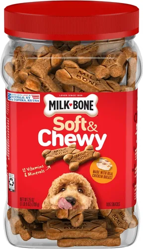 Vista 14 de Milk-Bone Golosinas suaves y masticables Mini para perros, pollo, 18 onzas Hechas con pechuga de pollo real