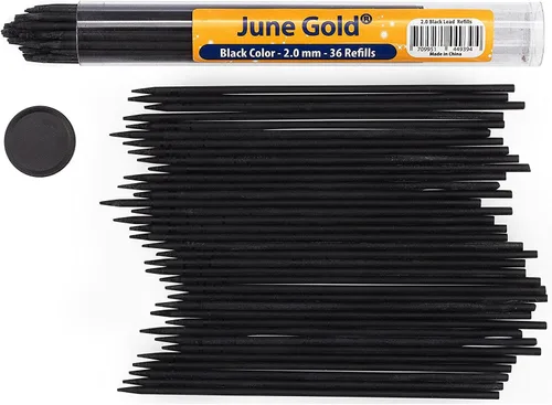 Vista 7 de June Gold repuesto de grafito resistente a quiebres con cómodo dispensador, Arcoiris (Rainbow)