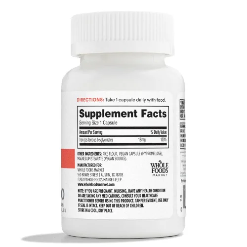 Vista 2 de 365 by Whole Foods Market, Hierro quelado 18 mg, vegano, 100 cápsulas