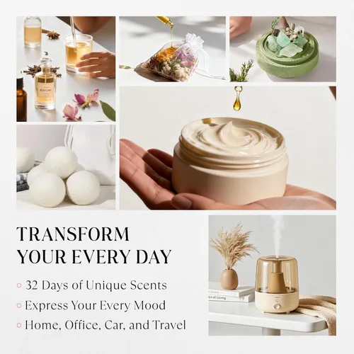 Vista 4 de HIQILI Discovery - Juego de aceites aromáticos - 32 aromas prémium para difusores de aceites esenciales, fabricación de velas y jabón, perfume