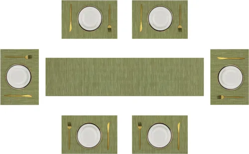 Vista 63 de SHACOS Beige Woven Placemats Set of 4 Place Mats Indoor Outdoor