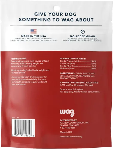 Vista 5 de Snack para perro Amazon Brand Wag Jerky, bolsa de 453gr