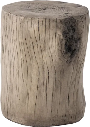 Vista 11 de Mesa auxiliar de tocón de árbol SUNBURY, mesa auxiliar de jardín y taburete de hormigón, soporte para plantas de tocón de árbol marrón para jardín