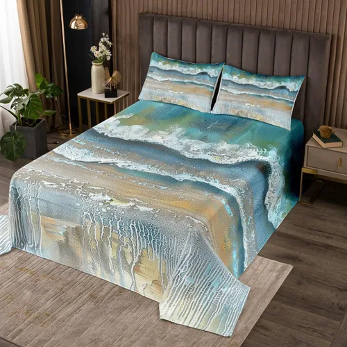 Vista 14 de Erosebridal Juego de colcha náutica costera con anclaje, ropa de cama de playa de verano, tamaño individual, estilo clásico, juego de edredón de 2