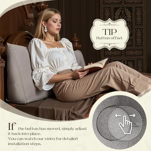 Vista 7 de WOWMAX Almohada ergonómica para cabecero para cama de tamaño matrimonial, almohadas tapizadas multifuncionales para cabecero, tableros portátiles